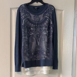 Simply Vera Vera Wang Blue Floral Lace Sweater
